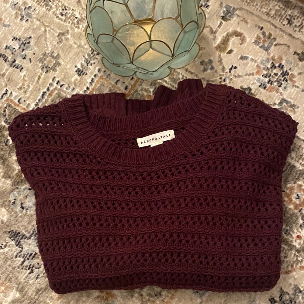 Aeropostale Women's Deep Red Knit Sweater